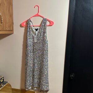 Nasty Gal Shimmering Silver Sequin Top